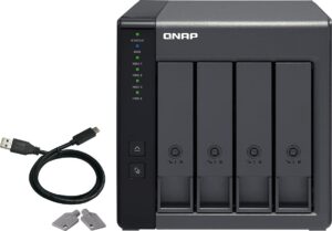 QNAP TR-004 4 Bay USB Type-C Direct Attached Storage with Hardware Raid Enclosure, Supports Up to Four SATA Drives, 65W, 100-240V, 18.1 dbA Sound Level, 4 x 2.5 / 3.5 Inch SATA 3Gb/s | TR-004