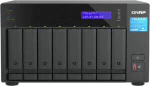 Qnap TVS-h874T 8-Bay NAS Enclosure, Intel Core i9 16-Core, 64GB DDR4 RAM, Dual 2.5GbE LAN, Dual Thunderbolt 4 USB-C, PCIe Gen4 x8 Slot, Dual M.2 NVMe SSD Bays | TVS-H874T-I9-64G