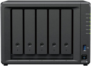 Synology DiskStation DS1525+ NAS Enclosure, AMD Ryzen V1500B, 8GB RAM, 5 Drive Bays, 3.5″ SATA HDD, 2.5″ SATA SSD & M.2 2280 NVMe SSD Support | DS1525+